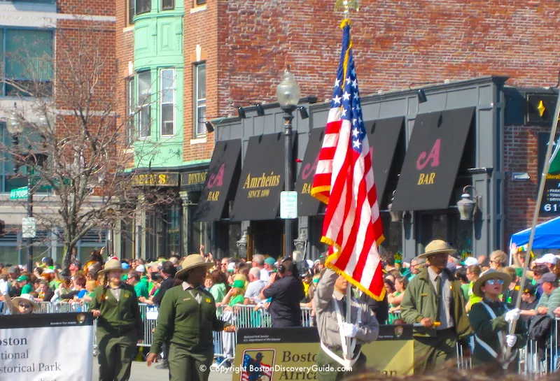 National Park Service Rangers marching in the parade National Park Service Rangers marching in the parade