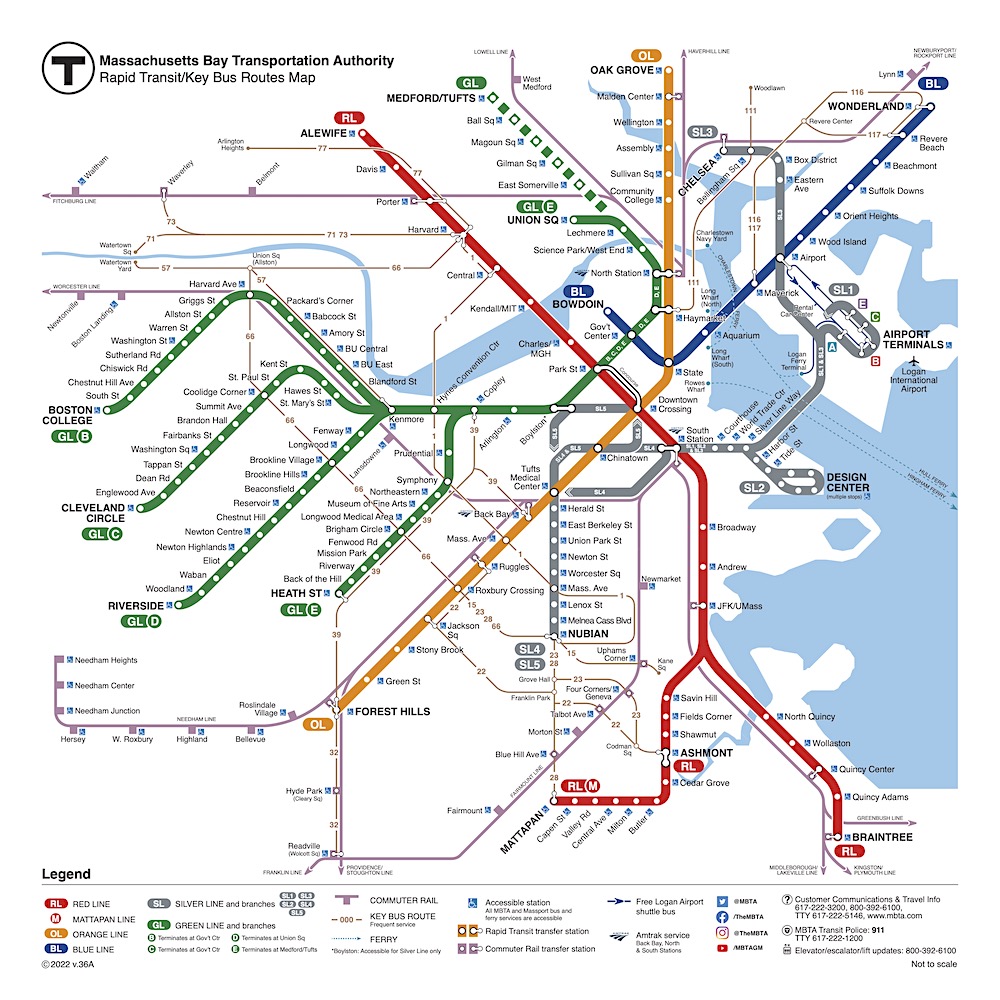 Boston Subway Map Boston Subway Map