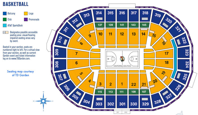 Seating chart for TD Garden