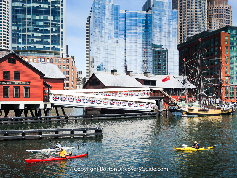 Boston Tea Party Ships & Museum with Boston skyline