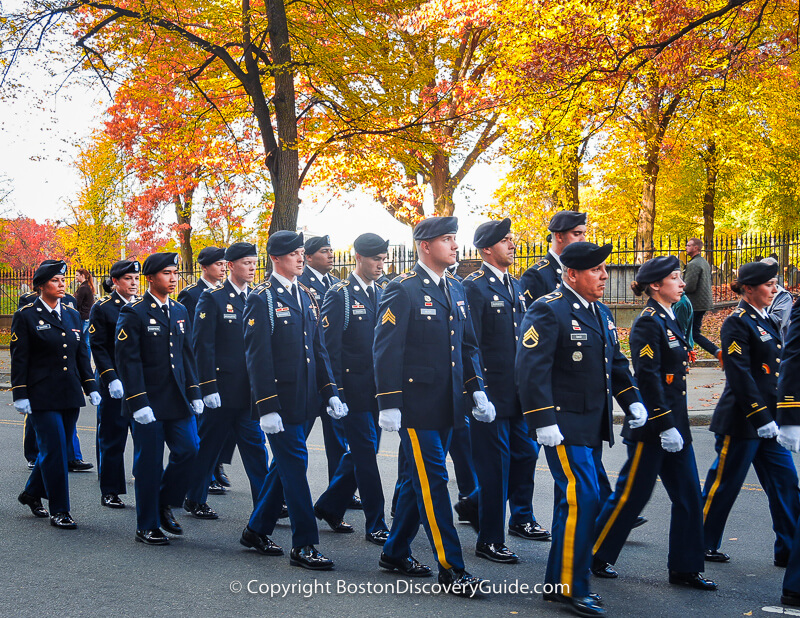 Marchers in Boston's Veterans Day Parade