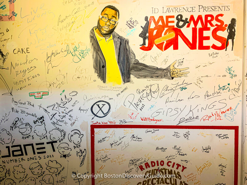Cast autographs from "Me & Mrs Jones," "Radio City Christmas Spectacular," "Cake," "Gipsy Kings," and other performances at the Wang Theatre