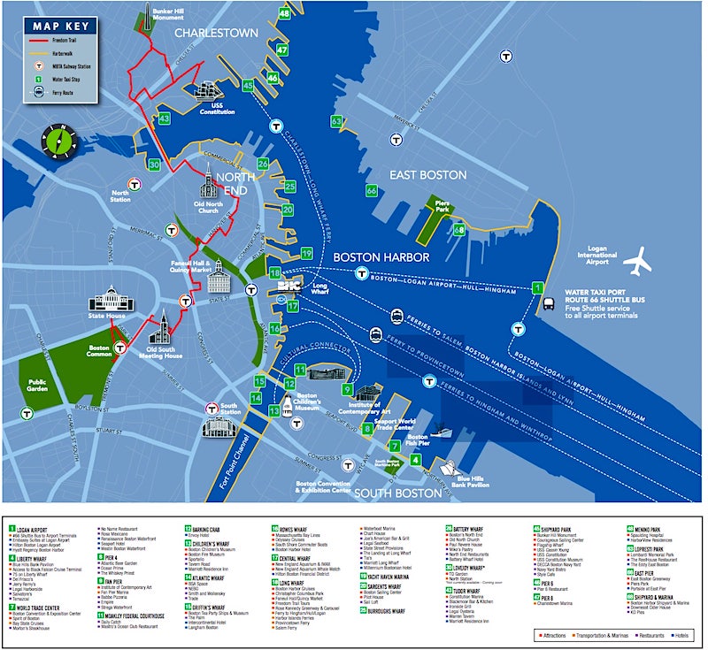 Boston Harbor Cruises Water taxi map Boston Harbor Cruises Water taxi map