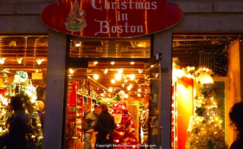 Shopping at Christmas in Boston in Faneuil Marketplace