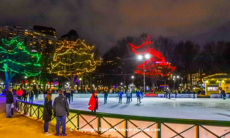 Ice skating on Frog Pond in Boston Common