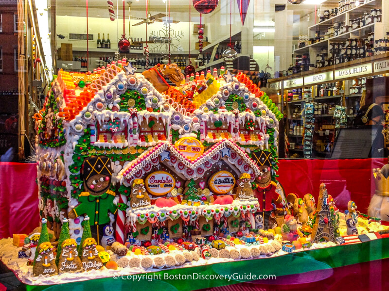 Gingerbread house displayed at Cardullo's in Harvard Square