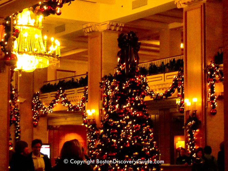 Christmas tree in Park Plaza Hotel Boston Lobby