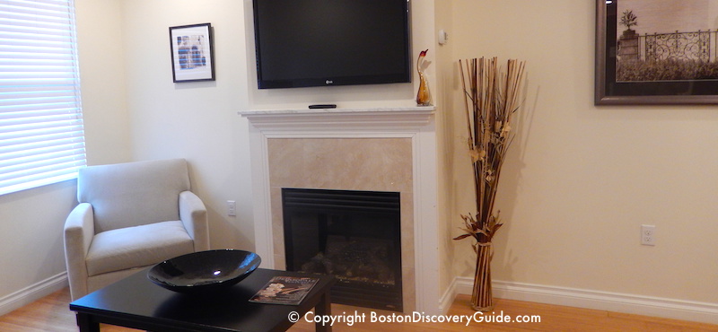 Find out about fireplaces in rooms at Bricco Suites in Boston