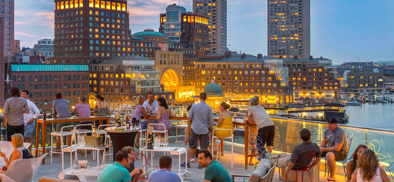 View of Boston Harbor from the Envoy Hotel near Boston Children's Museum