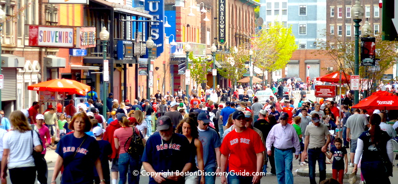 Lansdowne Street, with Red Sox fans outside of Fenway Park Lansdowne Street, with Red Sox fans outside of Fenway Park