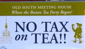 Taxation poster outside Old South Meeting House Taxation poster outside Old South Meeting House